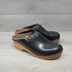 Troentorp Bastad Original Women Black Leather Clogs Mule Shoes Sz 42/12